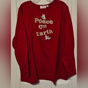Quacker Factory Red Peace on Earth Top
